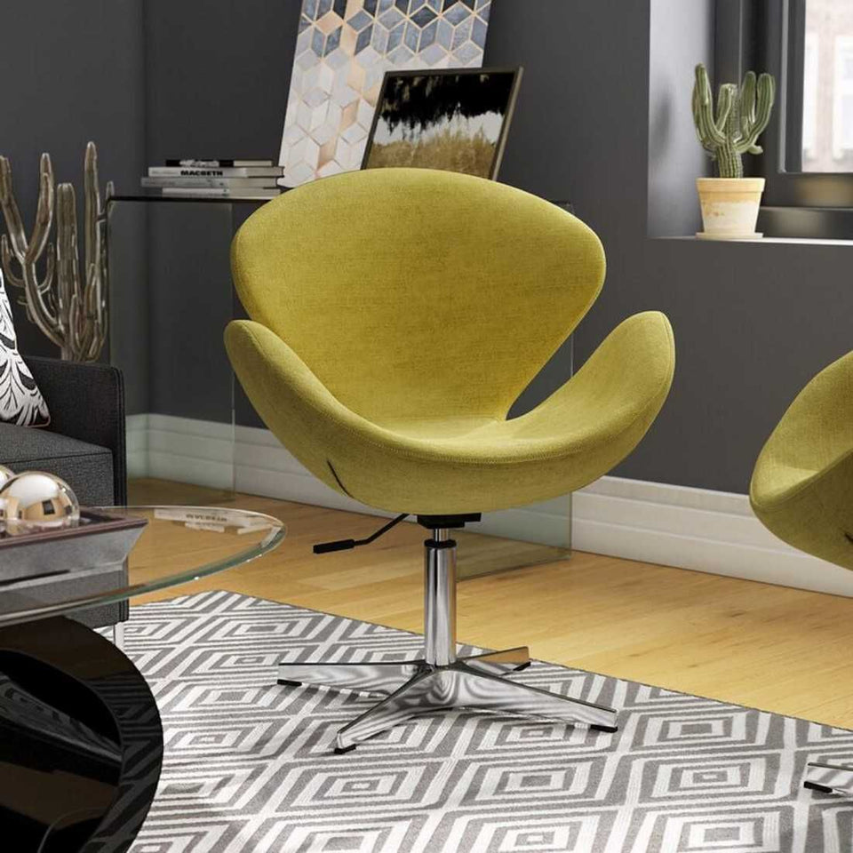 Raspberry Upholstered Swivel Lounge Chair in Green