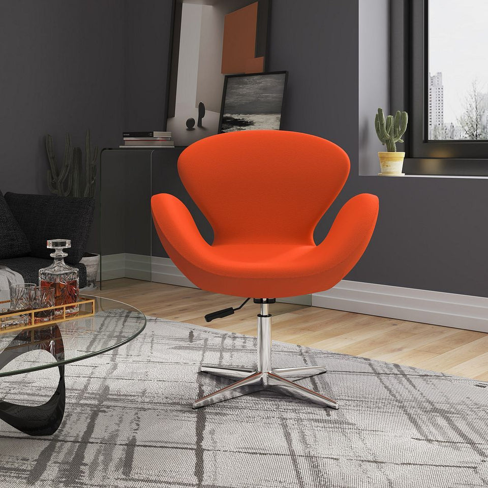 Raspberry Upholstered Swivel Lounge Chair in Orange