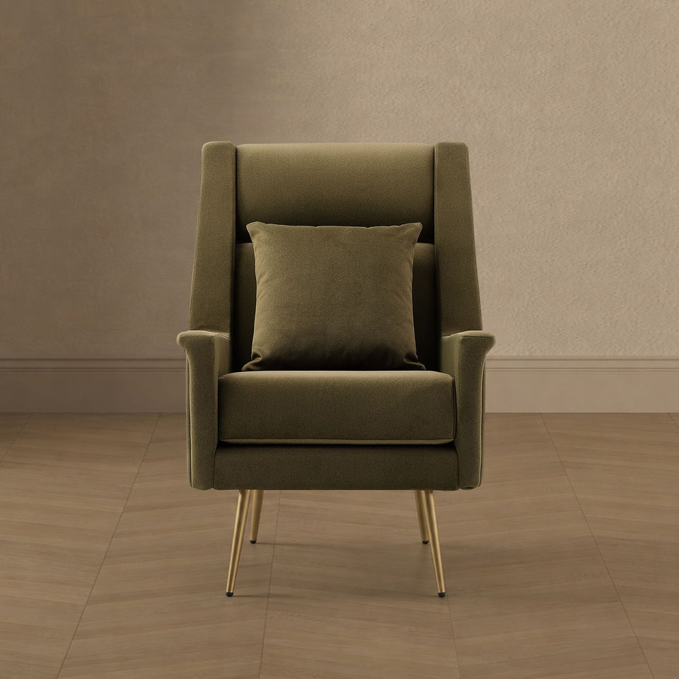 Vista Metal Upholstered Lounge Chair in Forest Green
