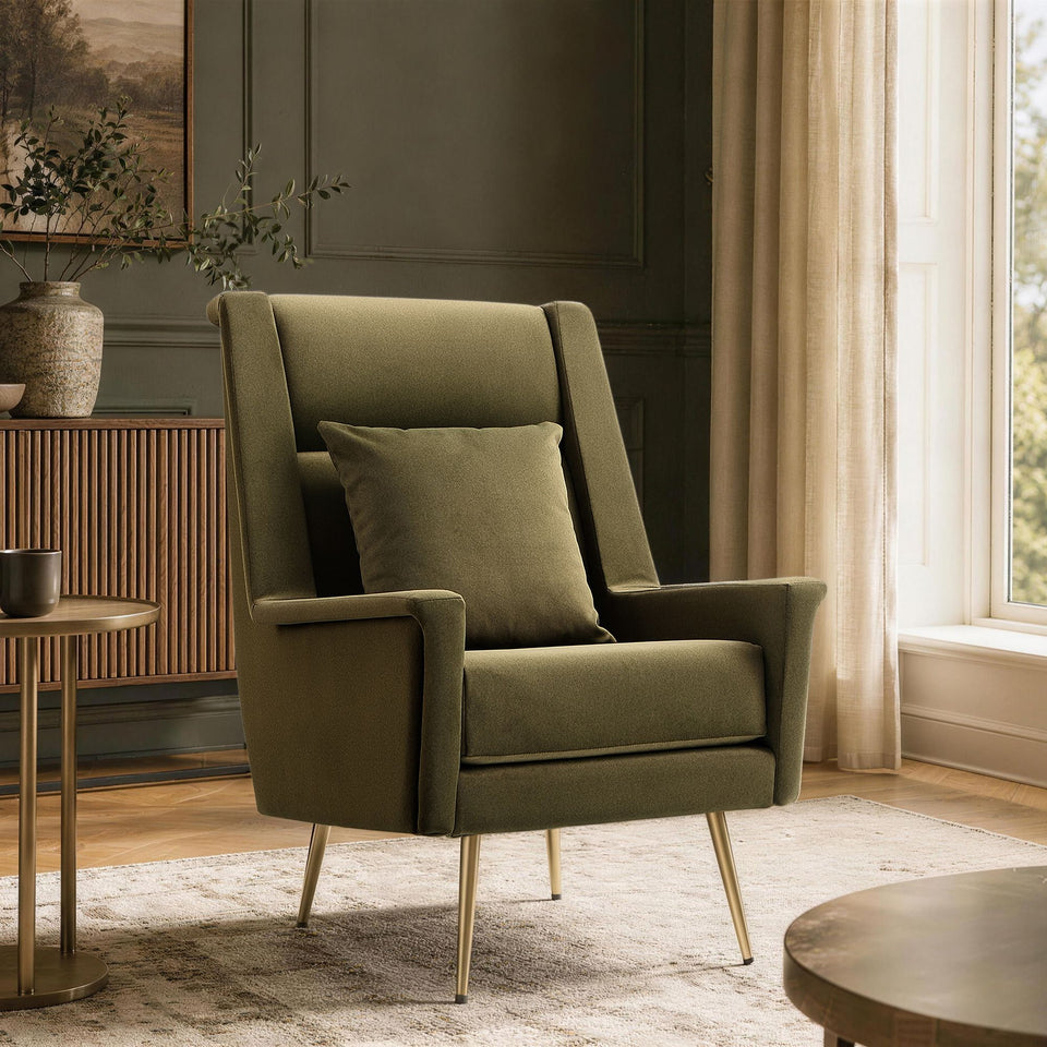 Vista Metal Upholstered Lounge Chair in Forest Green