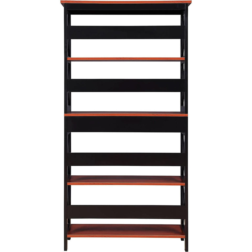 Cherry Black Oxford 5 Tier Bookcase With Drawer Home Office
