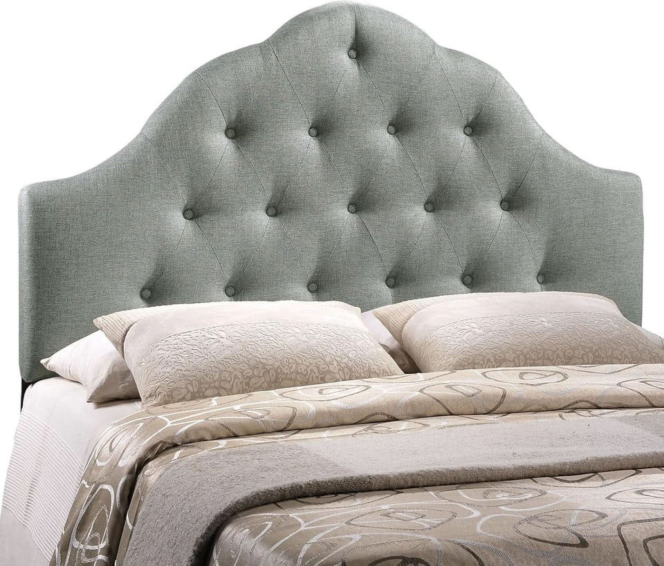 Tufted Linen Upholstered Queen Headboard with High Arch