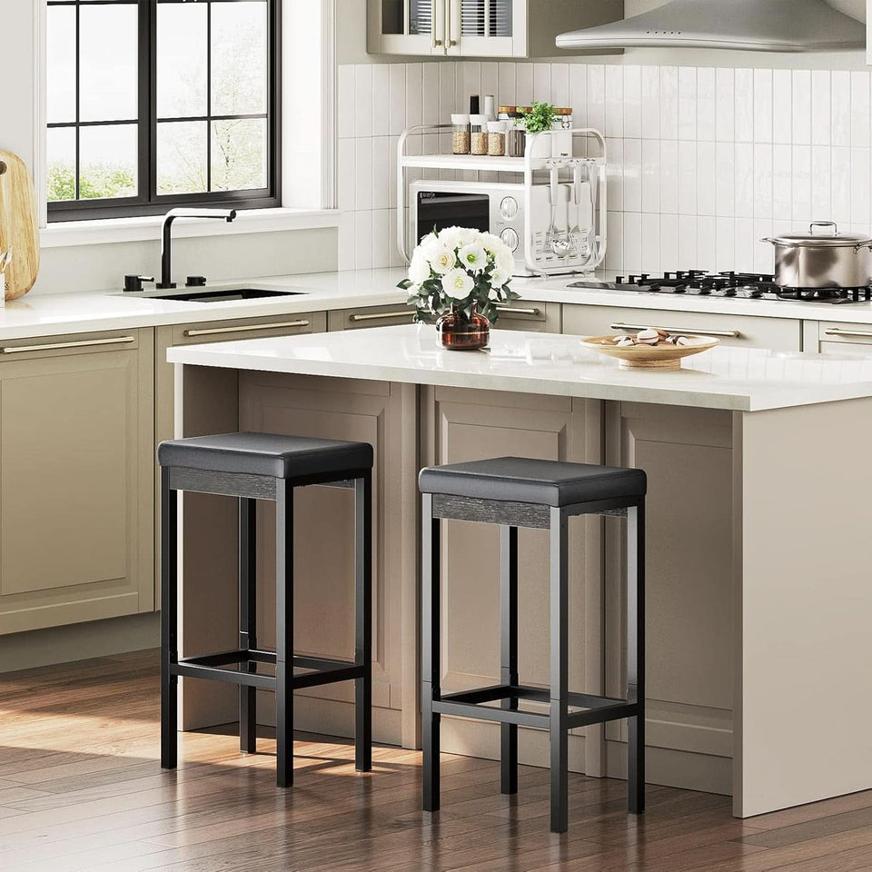 Black 24.8-Inch Bar Stools Set Of 2-Inch Thick Upholstery