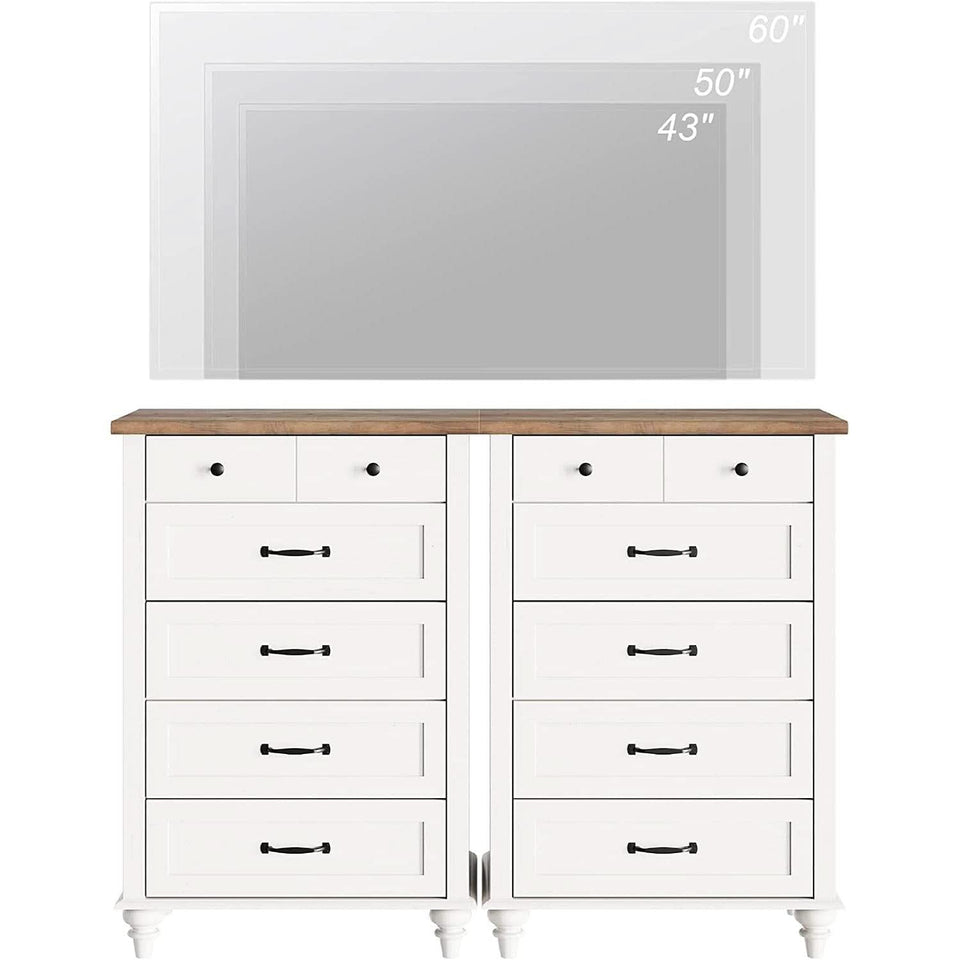 Mid Century Style 10 Drawer Dresser And TV Stand Two In One