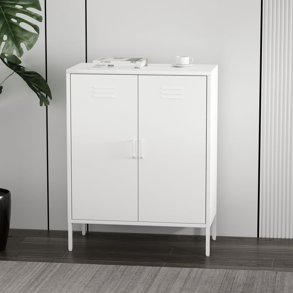 Naomi 32" Metal Accent Cabinet in White