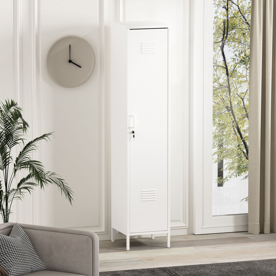 Naomi 15" Metal Storage Cabinet in White