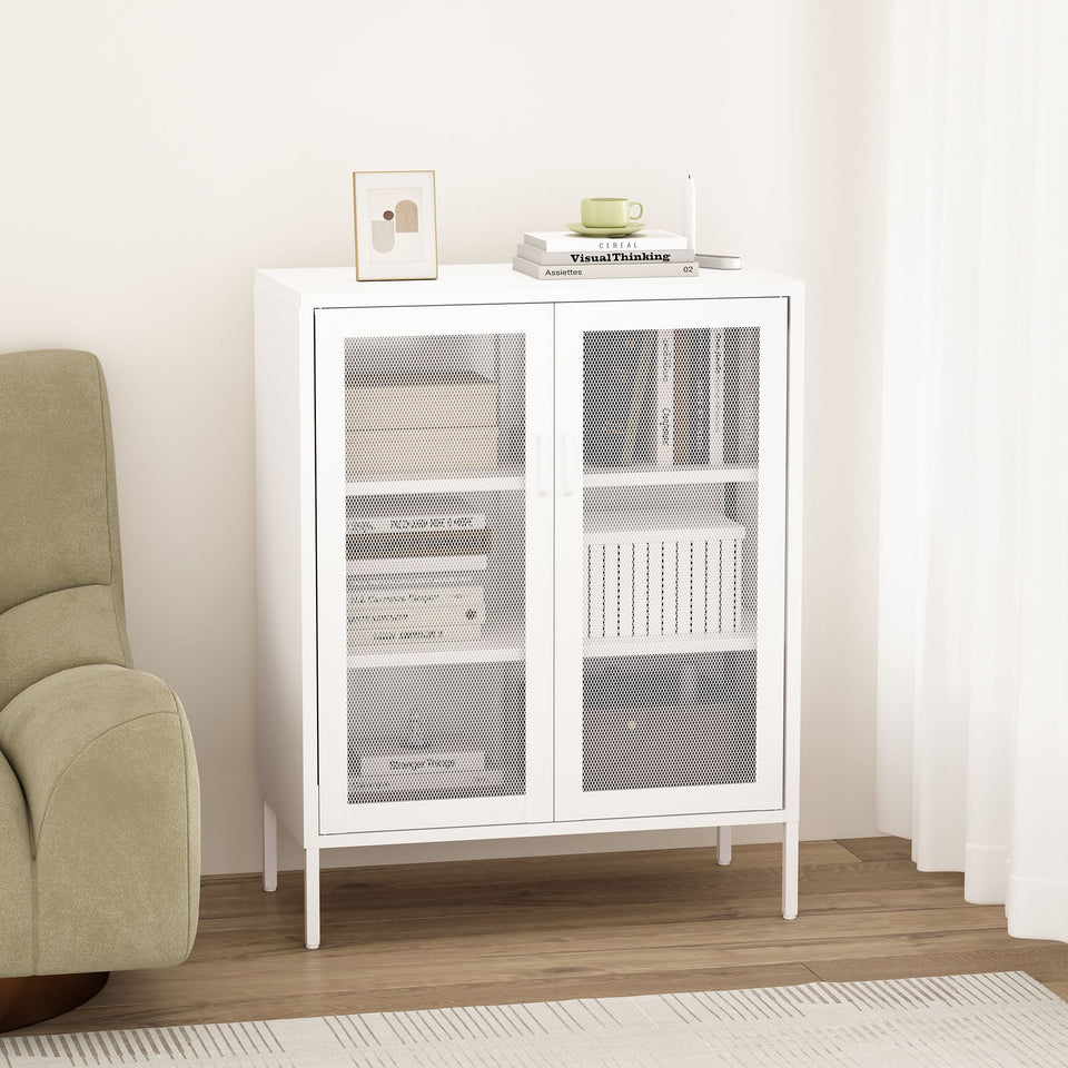 Amelia 32" Metal Accent Cabinet in White