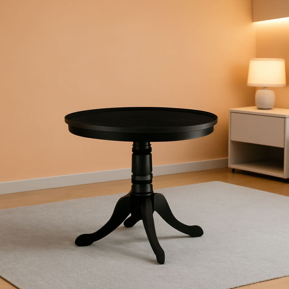 Modern Kitchen Table Black Finish Solid Wood Dining Table