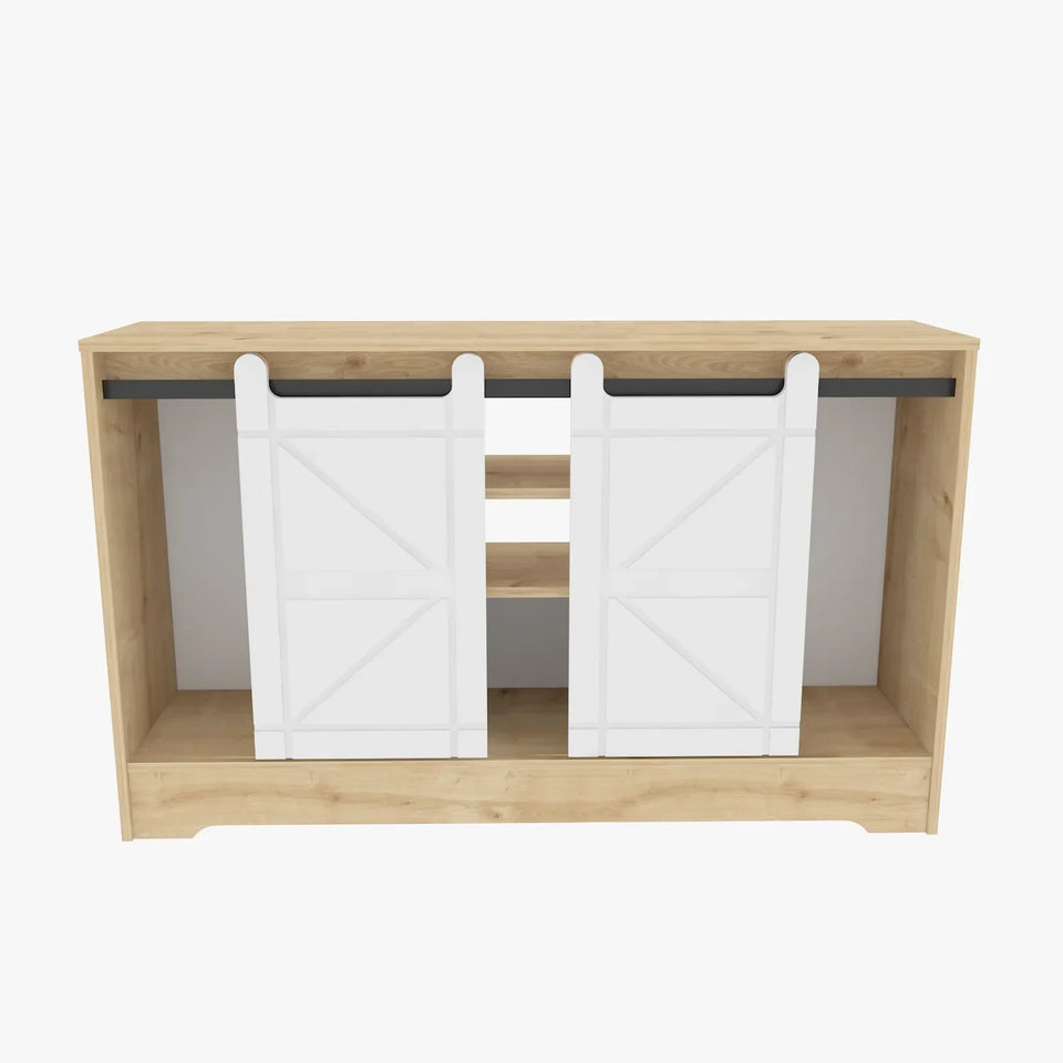 Ahris 55 inch Wide TV Stand Media Console with Sliding Barn Doors for TVs up to 65 inch
