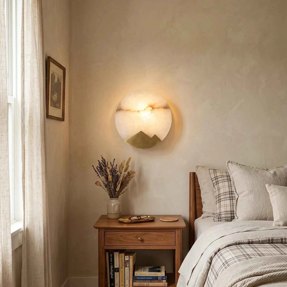 Alabaster Brass Wall Light