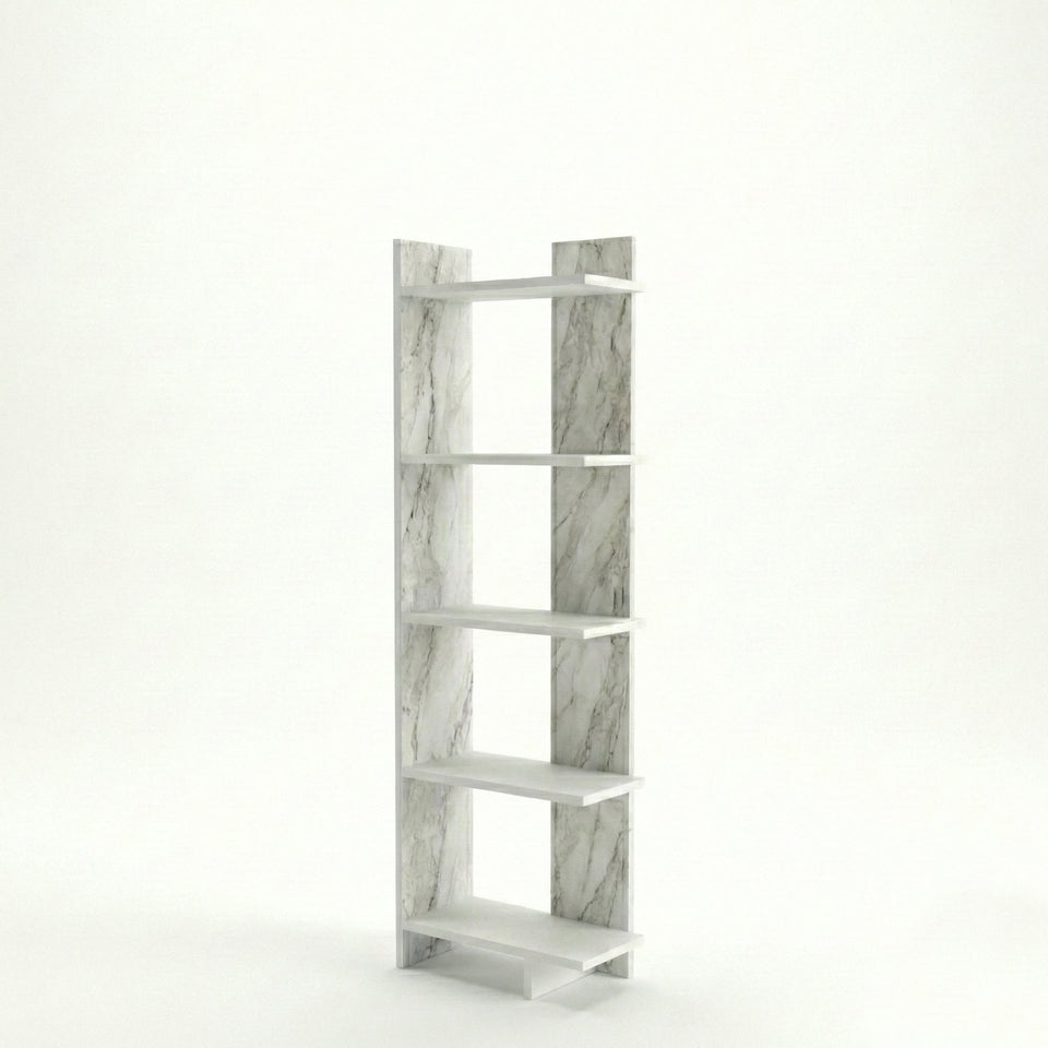 Alice 67” Corner Bookcase – 5-Tier Narrow L-Shaped Wall-Mounted Corner Bookshelf