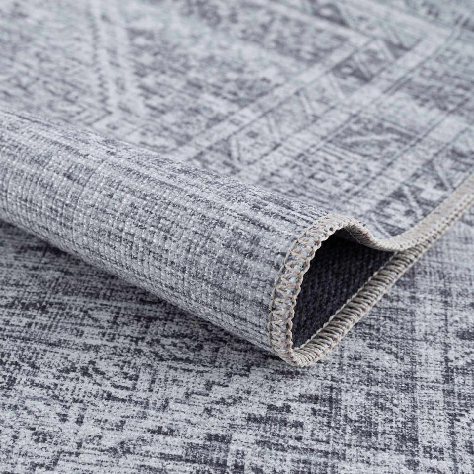 Barny Gray Blue Washable Rug - Clearance