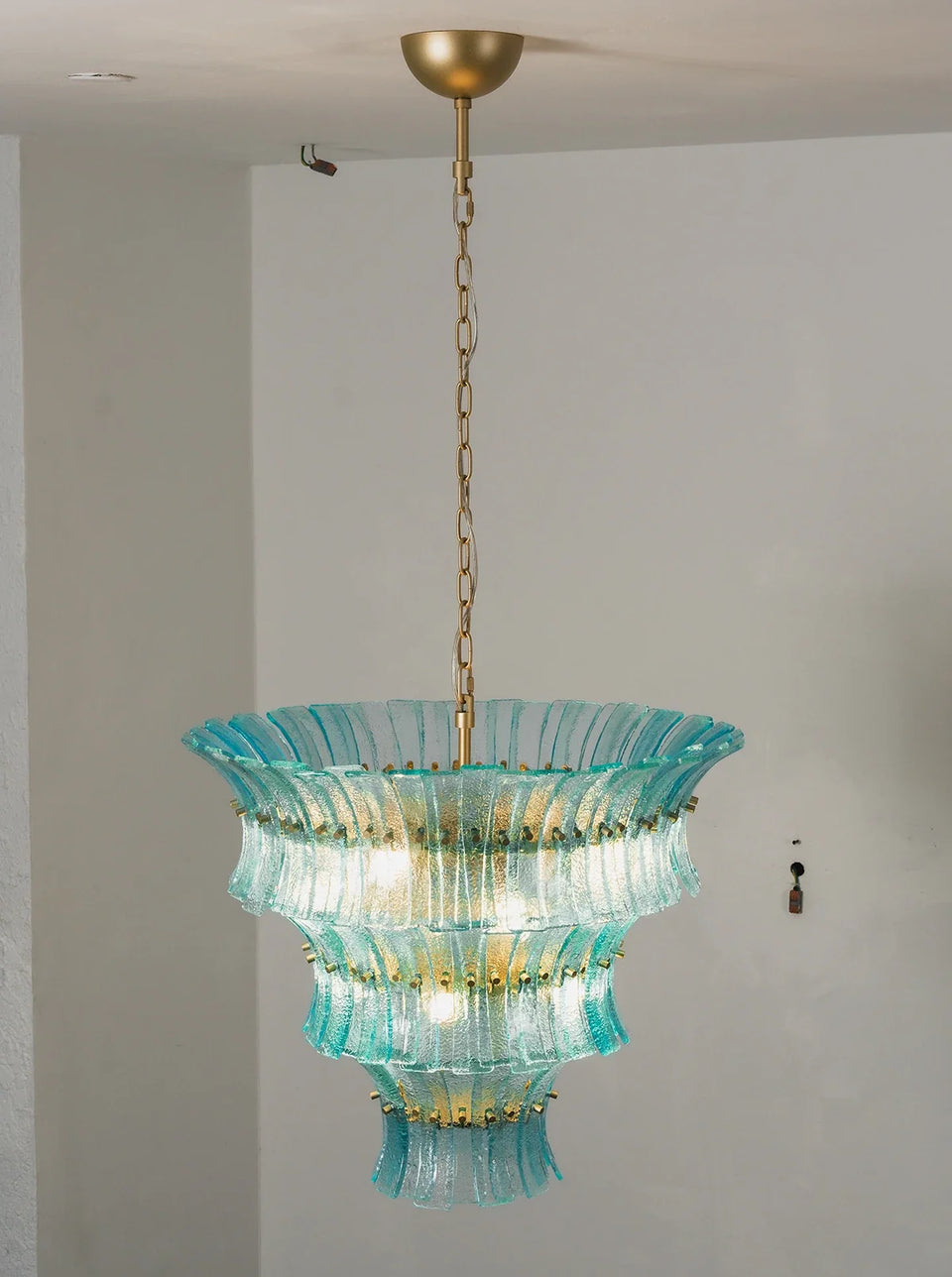 Aquamarine Calyra Tiered Glass Chandelier