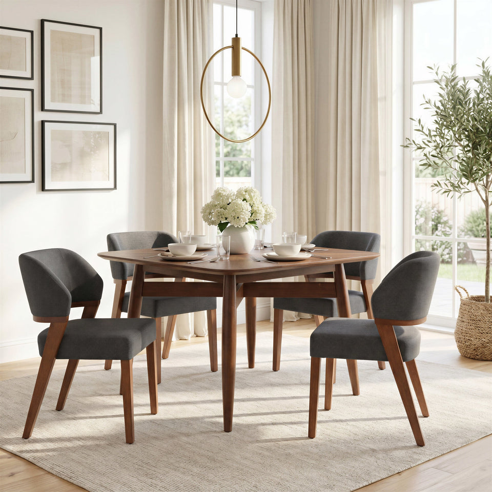 Sunobu Dining Chair (Set of 2) Azure Gray & Walnut