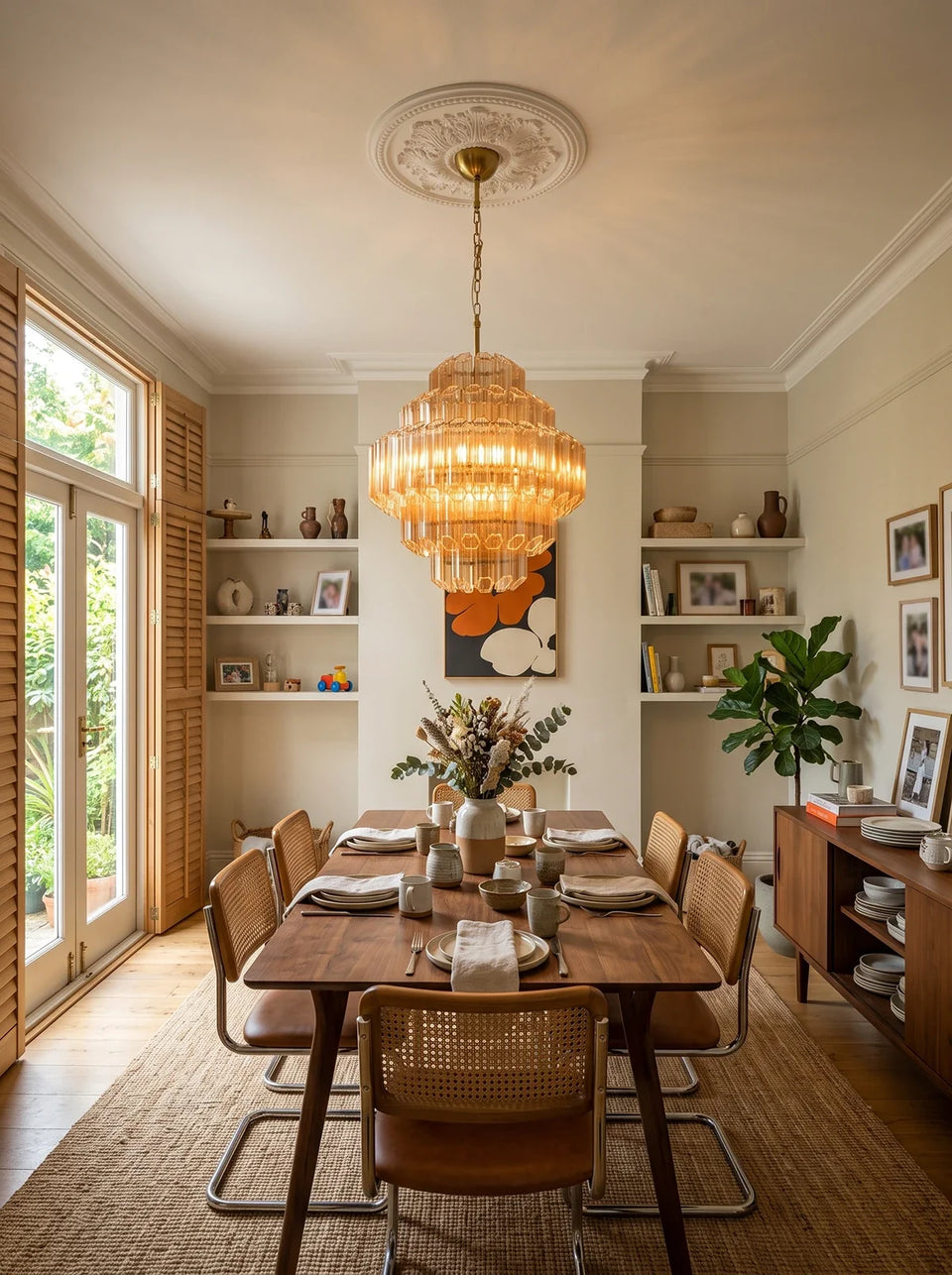 Aurelie Amber Prism Tiered Chandelier