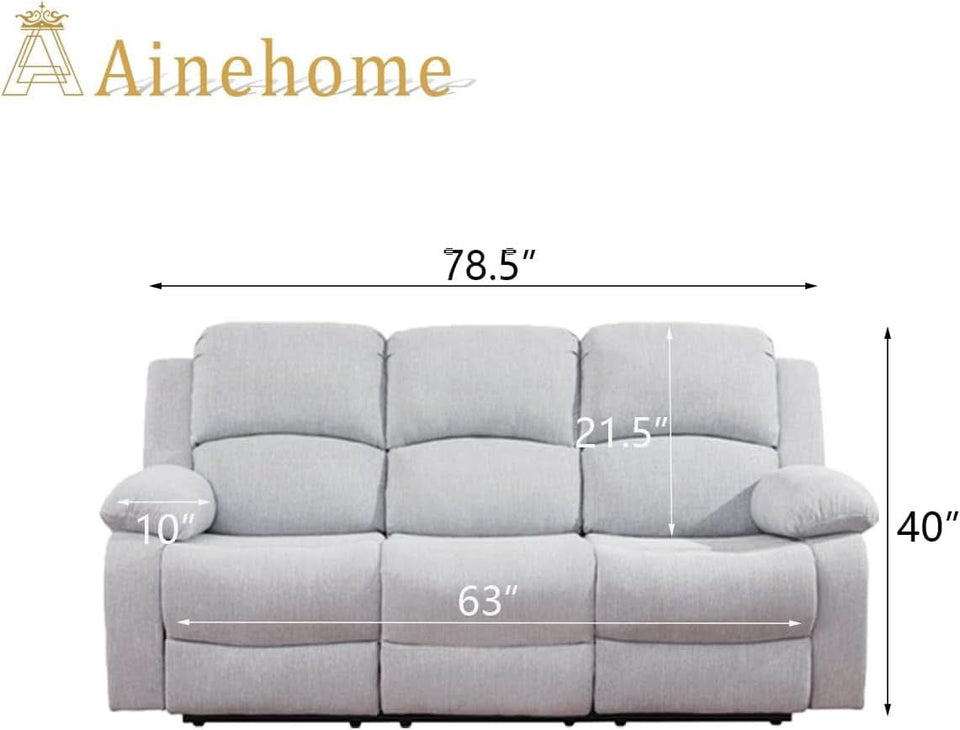 Grey White Microfiber Leather Recliner Sofa Set Living Room