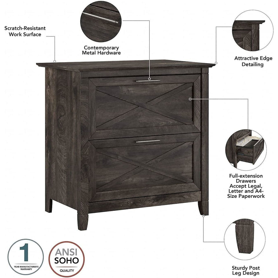 Key West 60W L Shaped Desk With Mobile File Cabinet Bundle