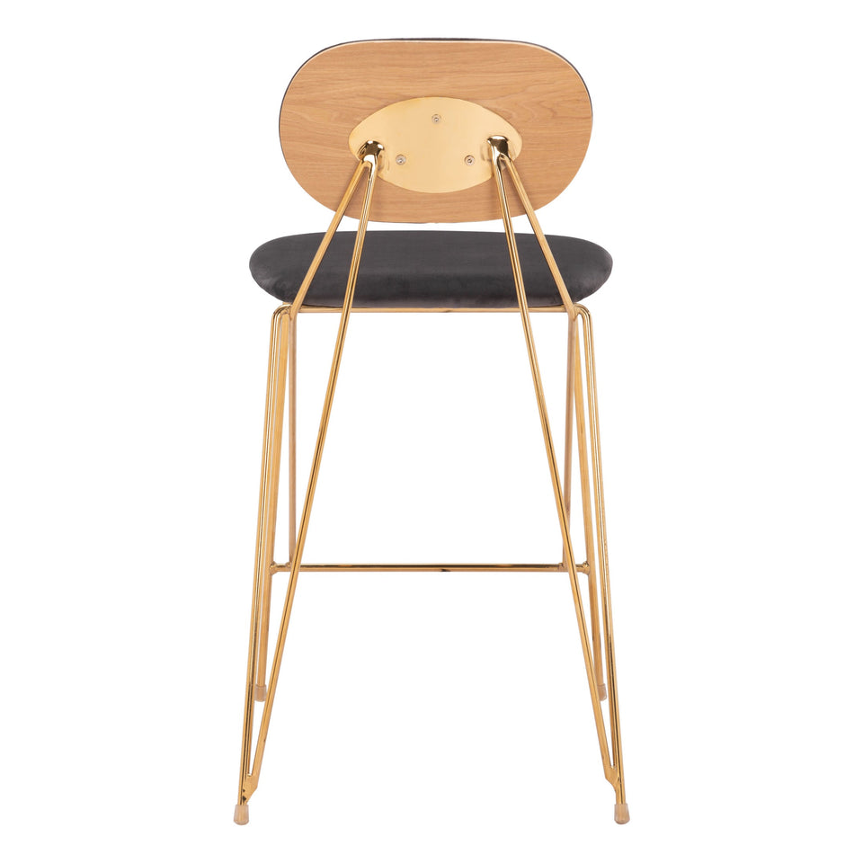 Georges Counter Stool (Set of 2) Gray & Gold
