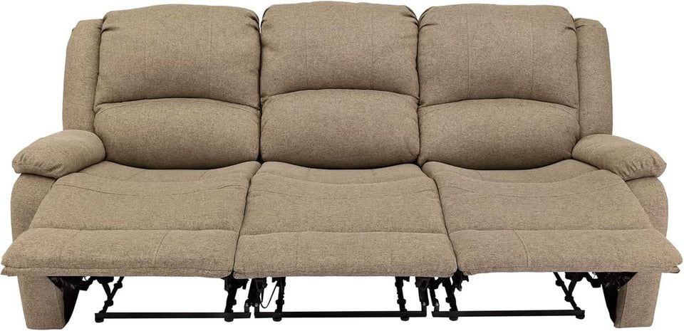 Charles 80In Triple Recliner RV Sofa Oatmeal Zero Wall