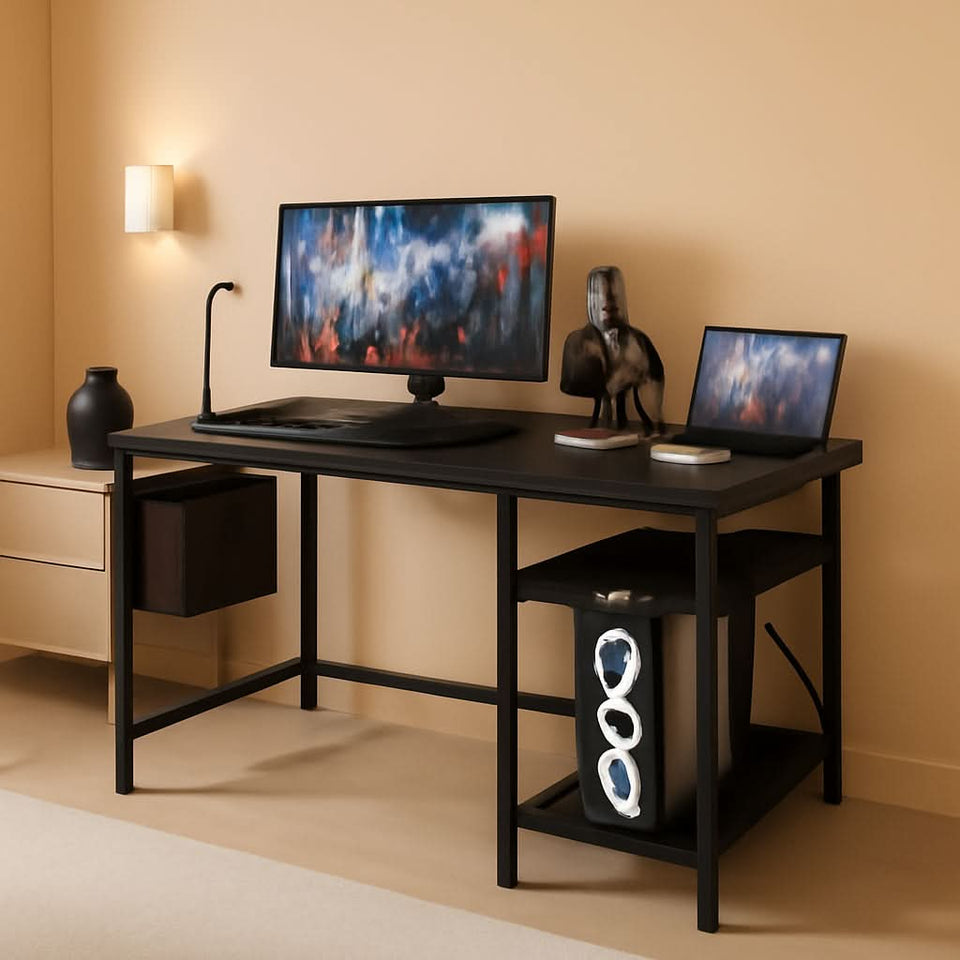 40 Inch L Shaped Computer Desk With Power Outlets Black