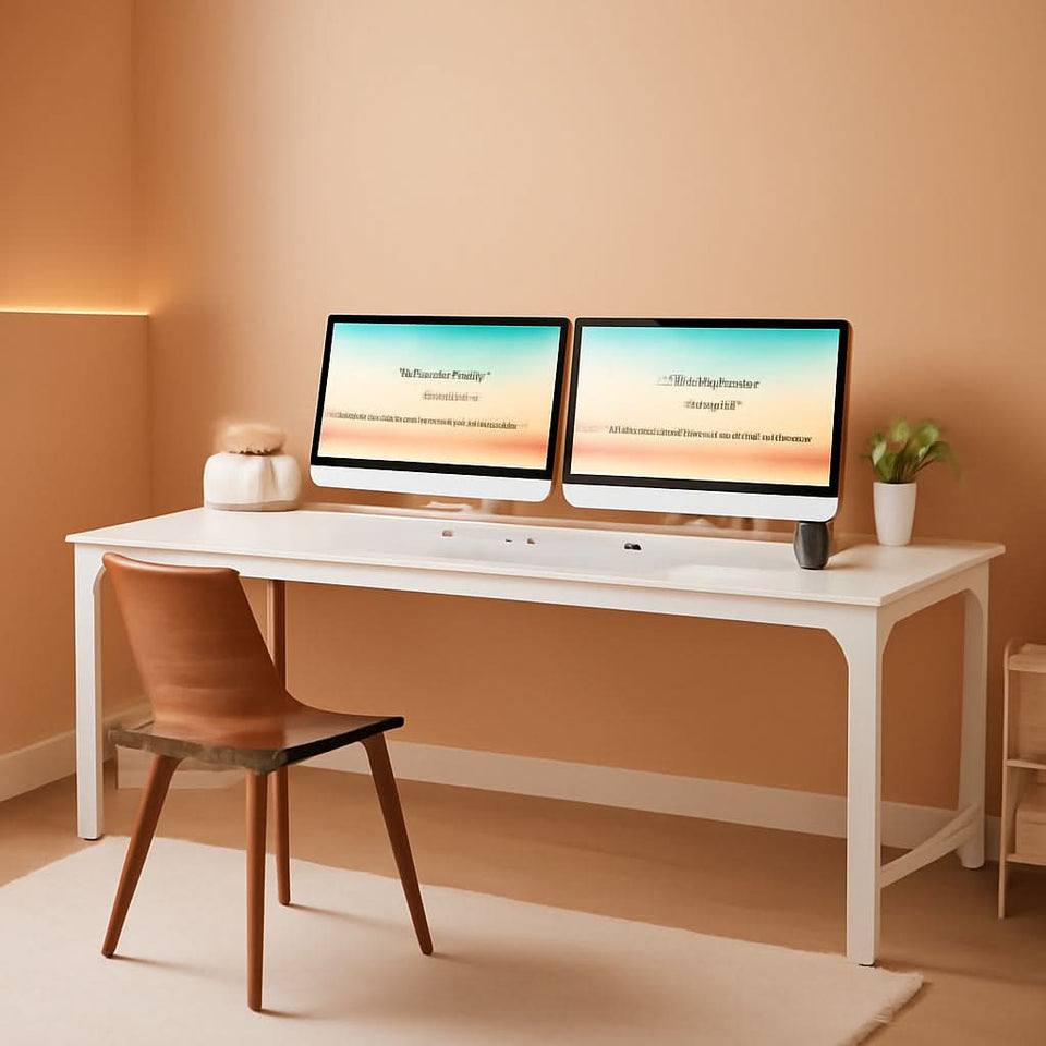 63 Inch White Executive Office Desk 31.5 Inch Wide