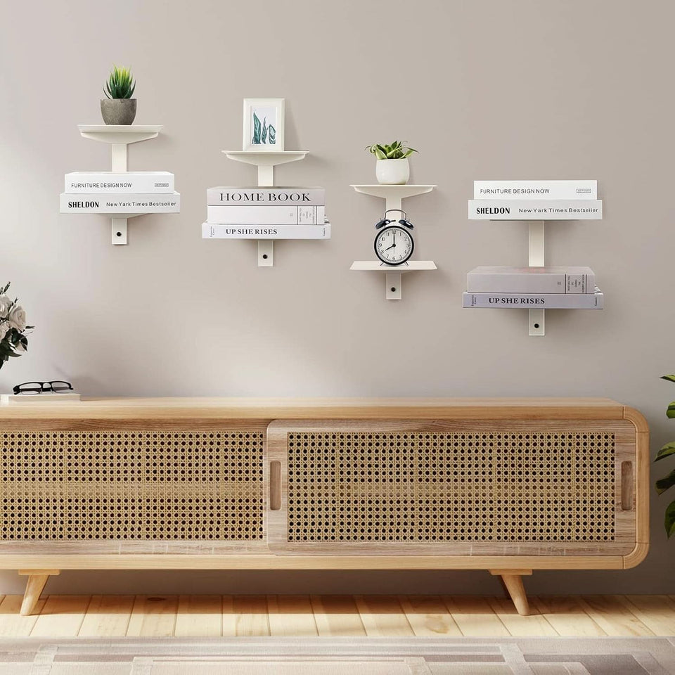 Invisible Floating Bookshelf Wall Mounted 8 Tier White