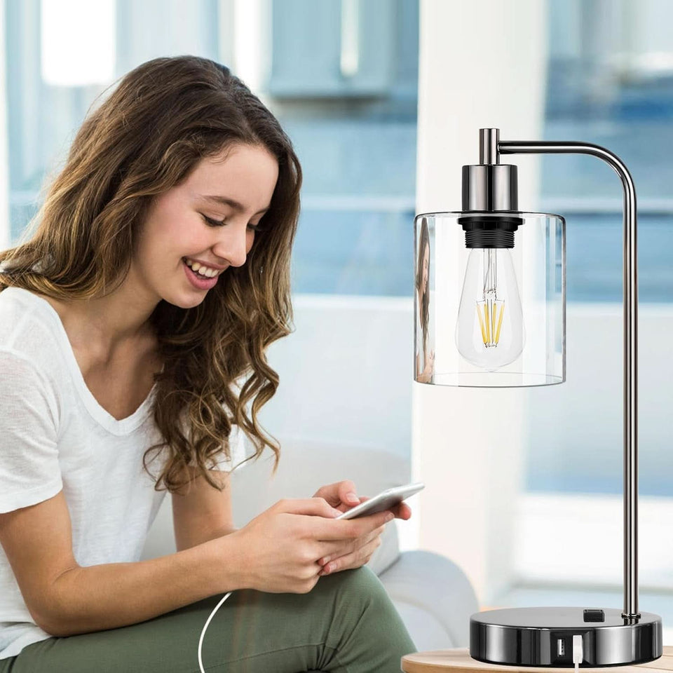 Industrial Table Lamps Black Nickel Touch Control Dimmable