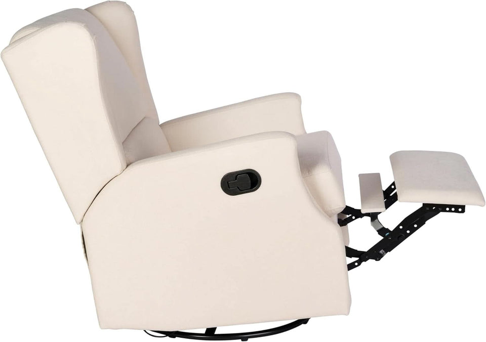 Omma Swivel Glider Rocking Recliner Cream Upholstered 3In1