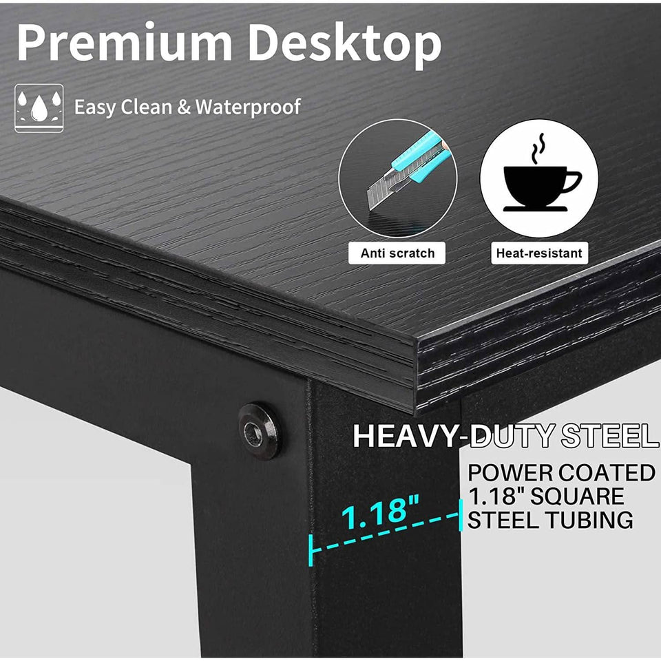 Black Computer Desk With Hutch And Bookshelf Extra Large Desktop
