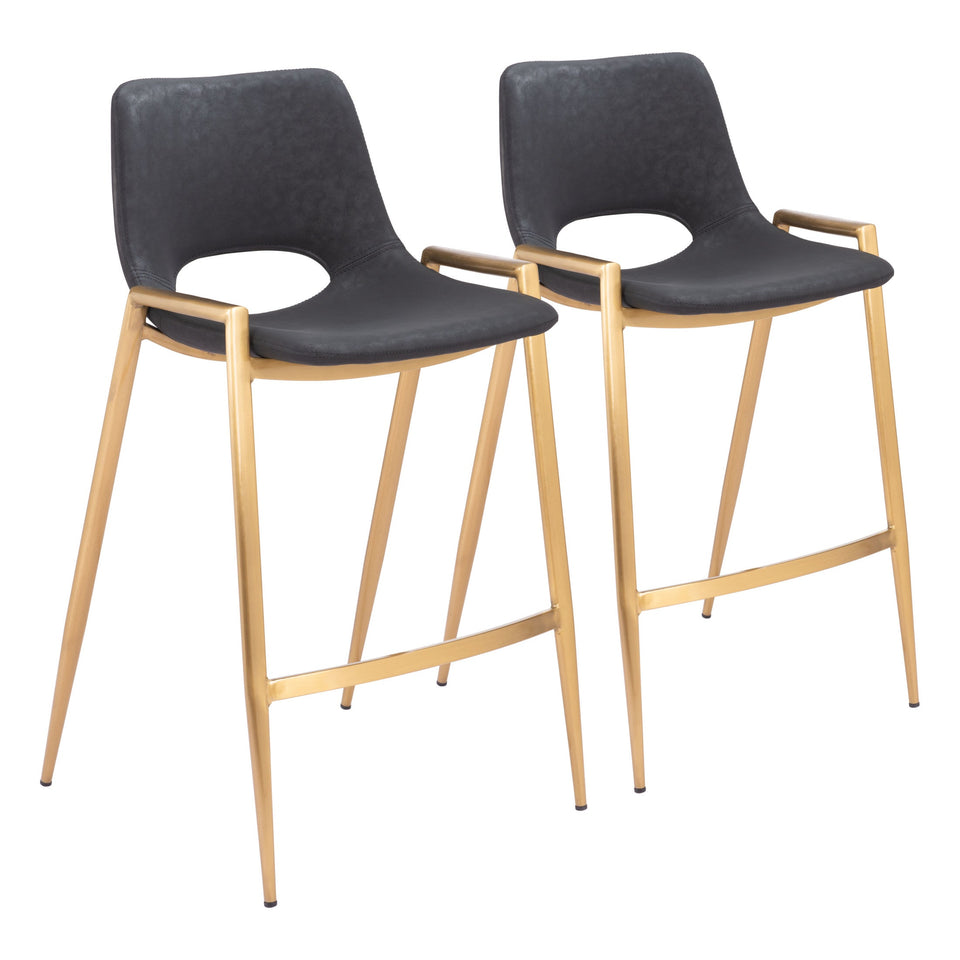 Desi Counter Stool (Set of 2) Black & Gold