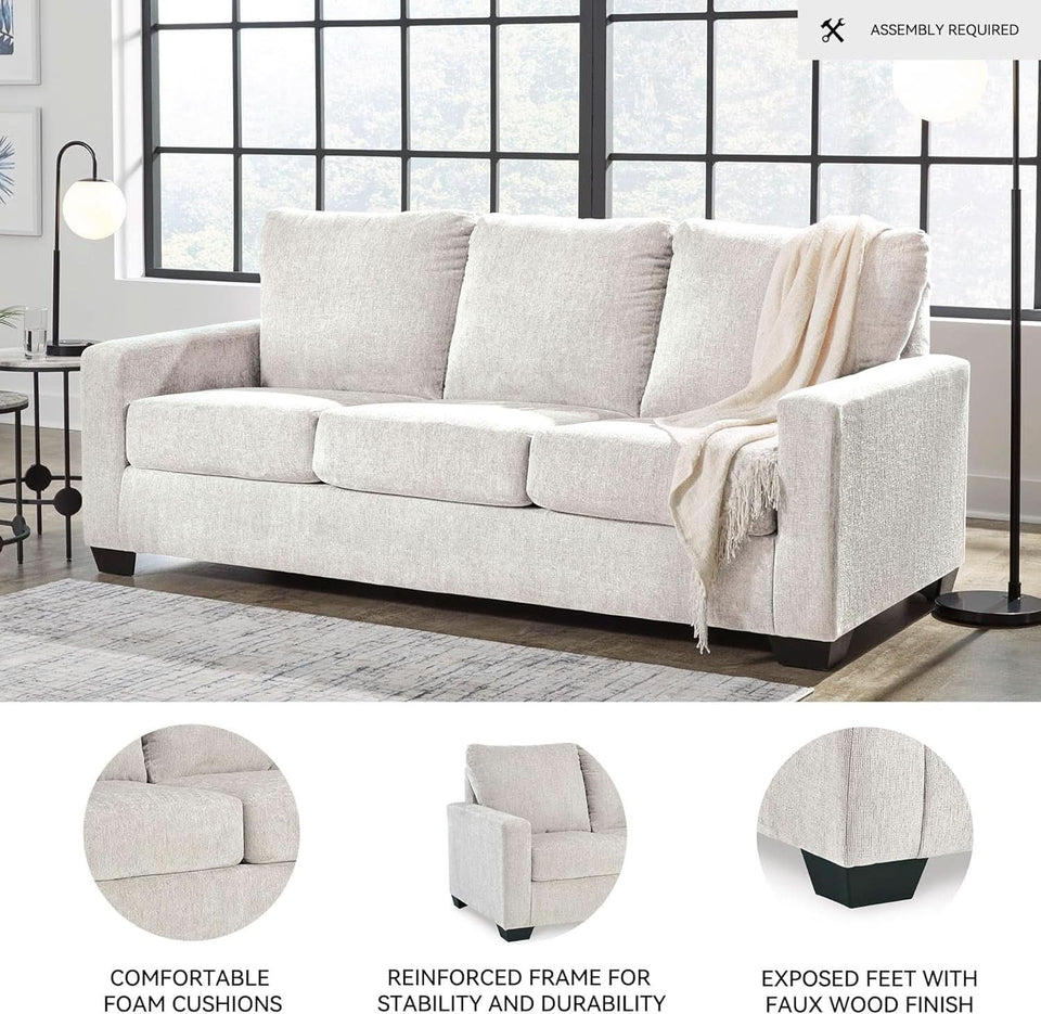 White Queen Upholstered Sleeper Sofa With Gel Memory Foam