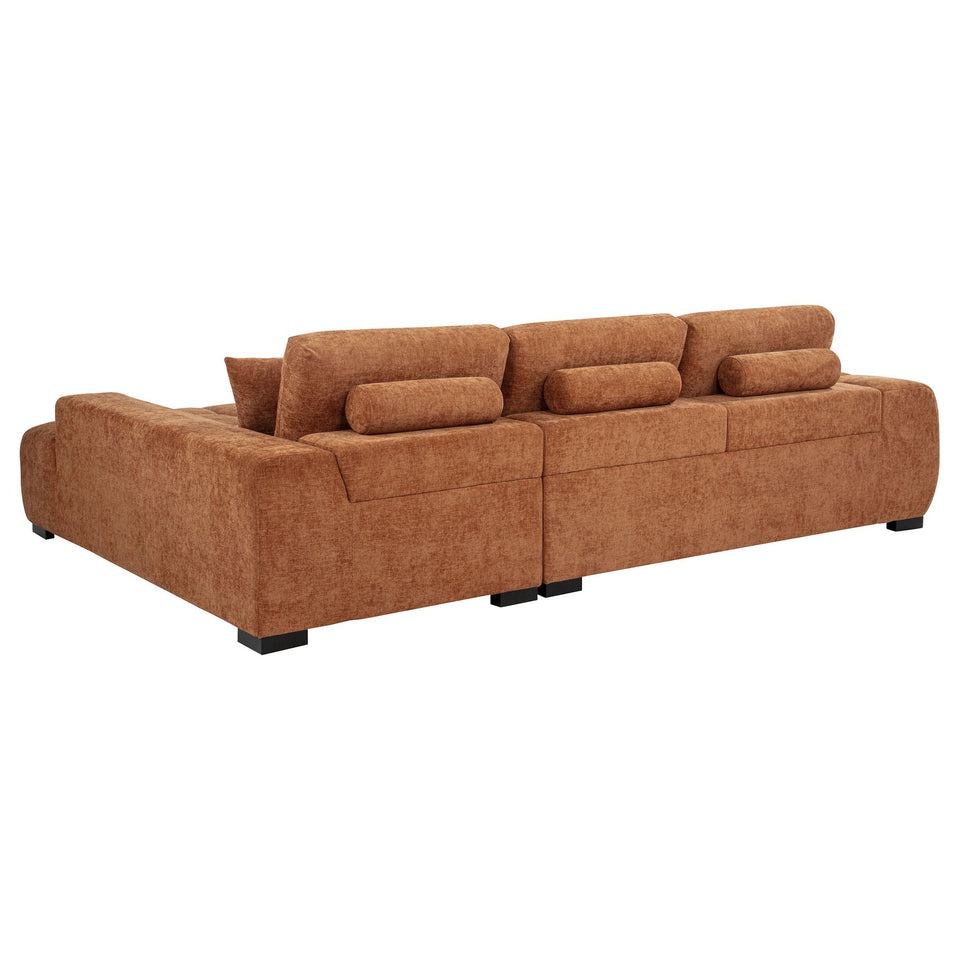 Octavia Upholstered Sectional Chaise Sofa Orange