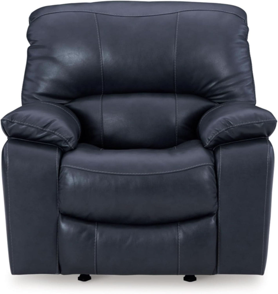 Modern Blue Leather Match Power Rocker Recliner With USB Port