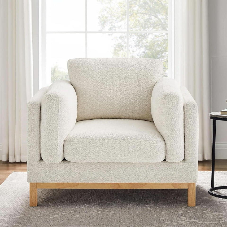 Beige 41.34 Inches Boucle Upholstered Accent Chair