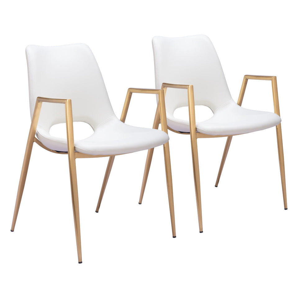 Desi Dining Chair (Set of 2) White & Gold