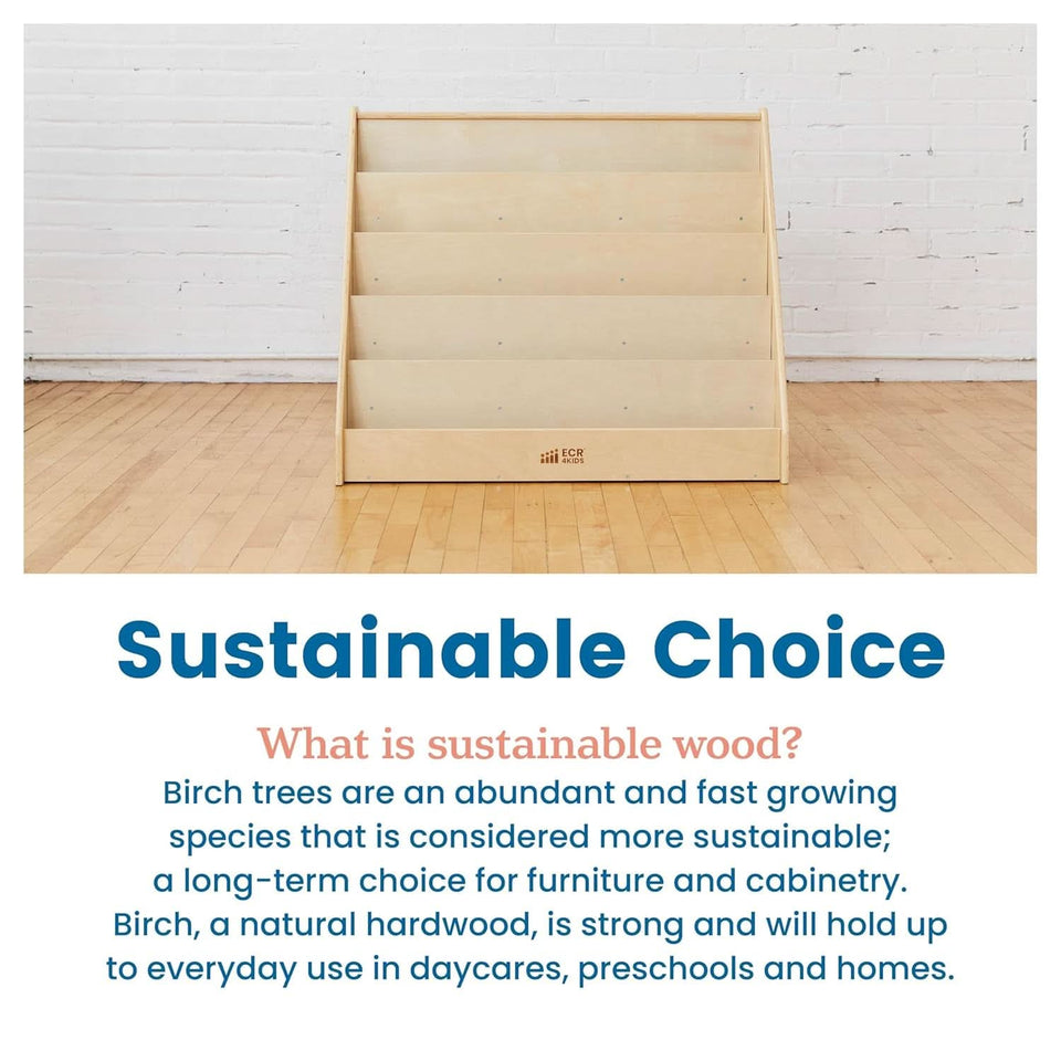 Natural Wood Single Sided Book Display Classroom Bookshelf