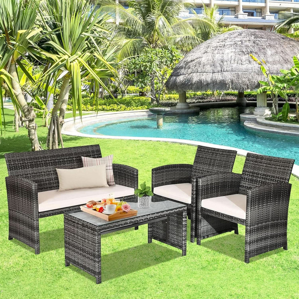 Weather Resistant Rattan Patio Furniture Set for Outdoors