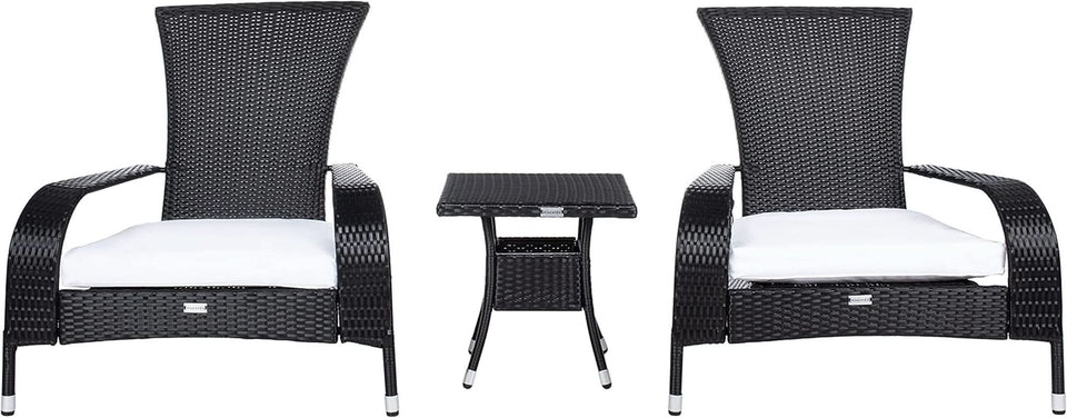 Outdoor Edna Black White Cushion 3 Piece Patio Lounge Set