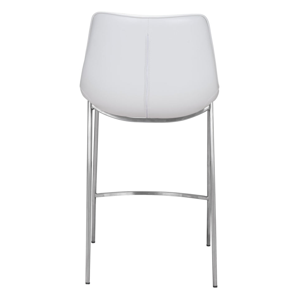 Magnus Counter Stool (Set of 2) White & Silver