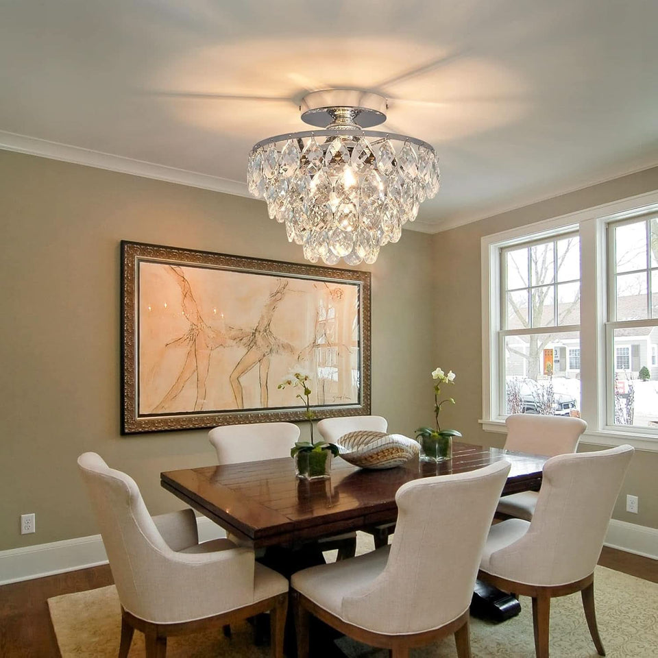 Crystal Chandelier Ceiling Light E26 Chrome Fixture