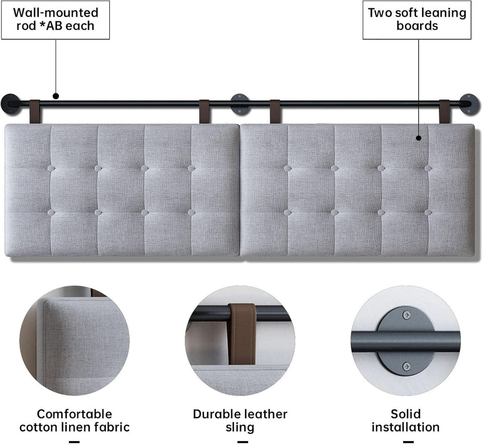 Adjustable Wall Mounted King Size Headboard with Tufting