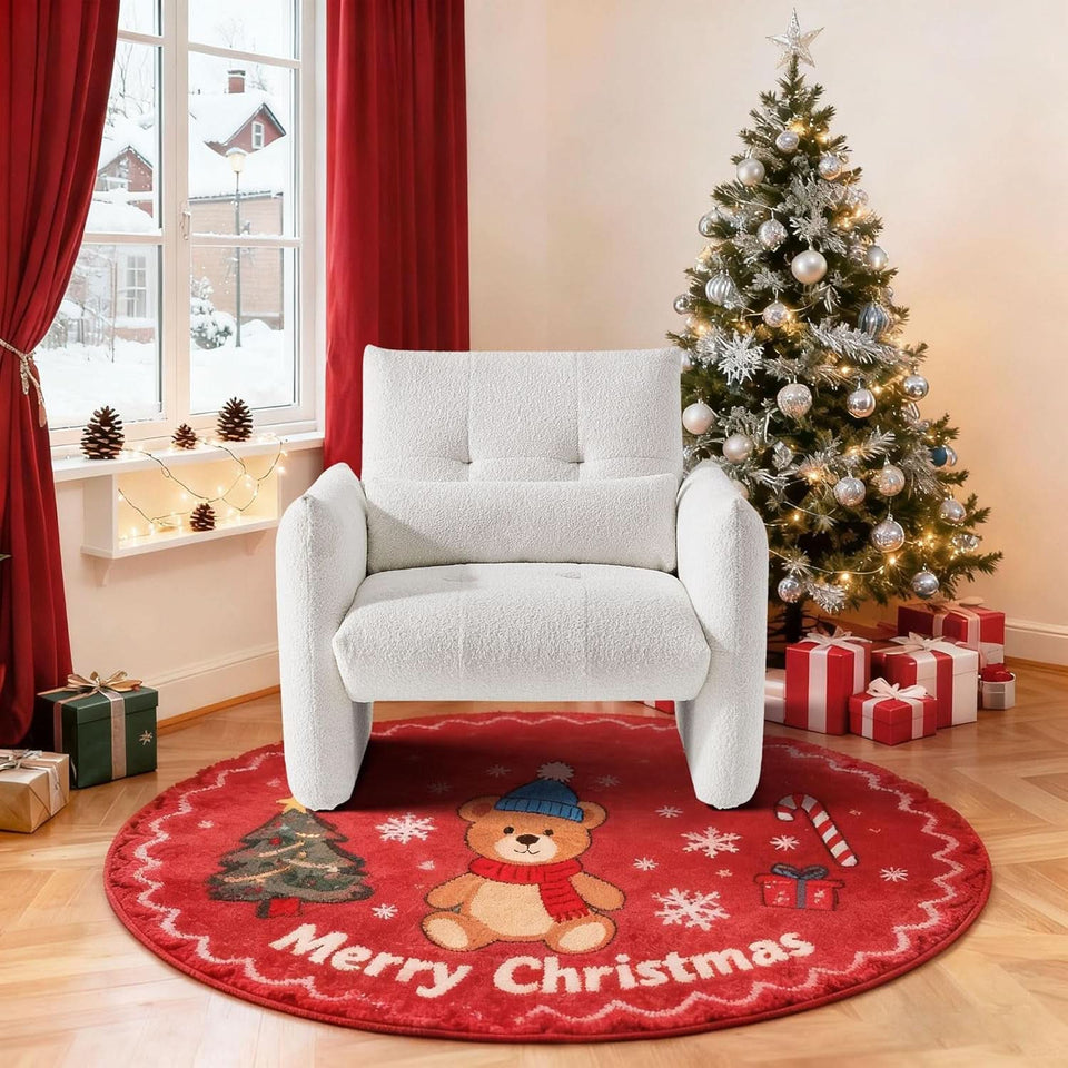 33.9 Inch Sherpa Fabric Upholstered Accent Armchair