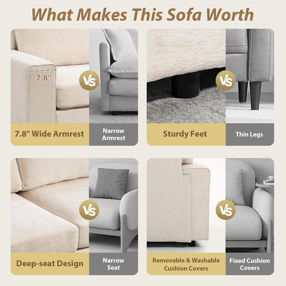 Seventy One Inch Beige Chenille Modular Sofa Collection