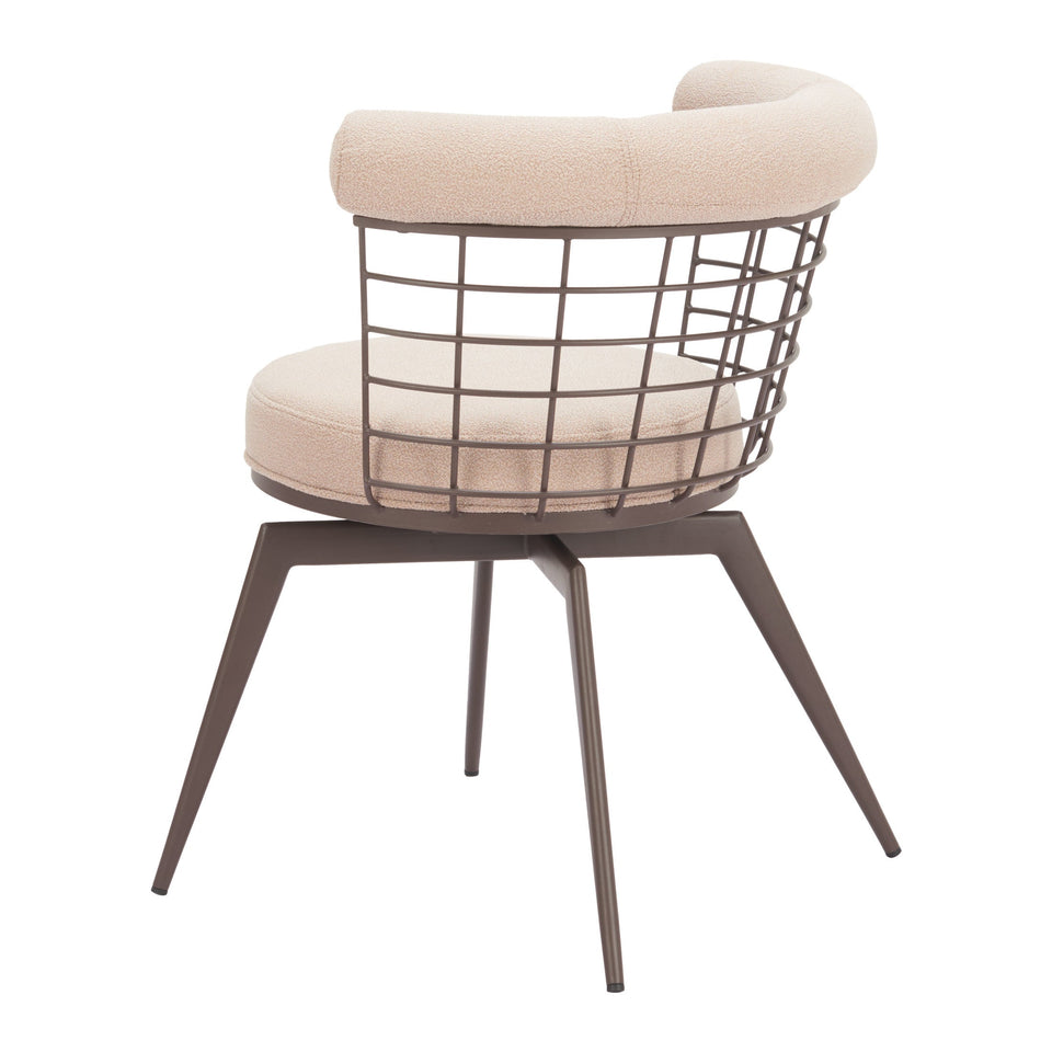 Saku Swivel Dining Chair Beige & Brown