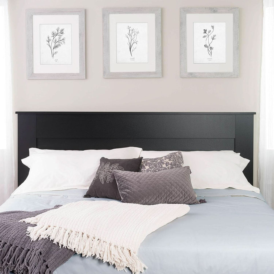 Stylish Black Wood Panel Headboard for King Beds