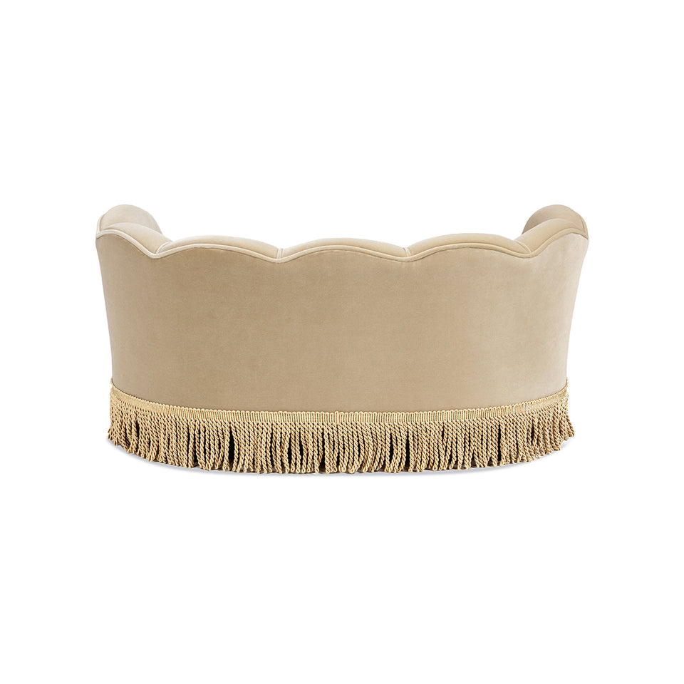 Clara 34.5" Scalloped Pet Sofa Bed with Performance Velvet - Fawn