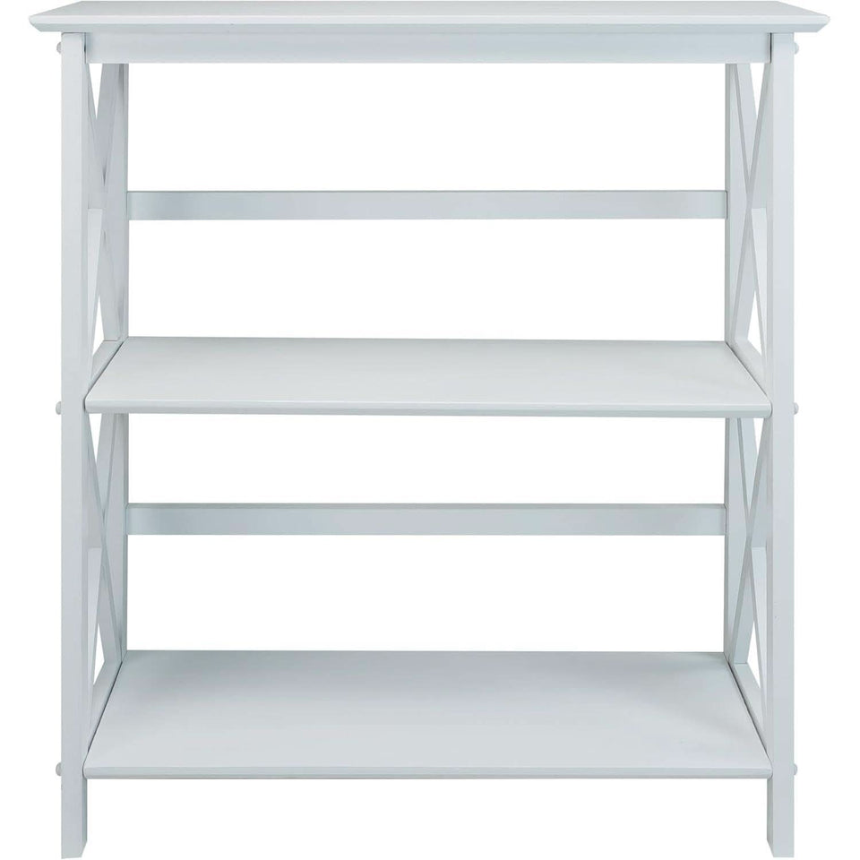 Montego 3 Shelf Bookcase White Modern X Design Storage