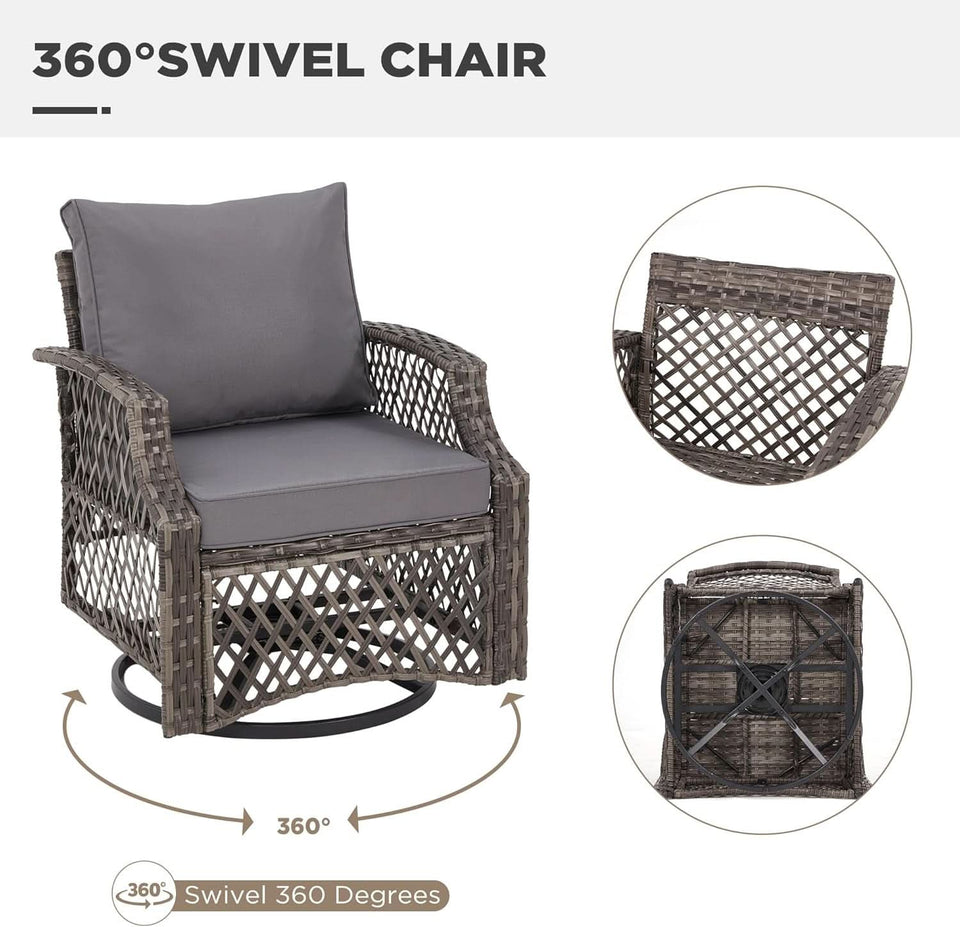 7 Piece Wicker Patio Furniture Set with Storage Coffee Table
