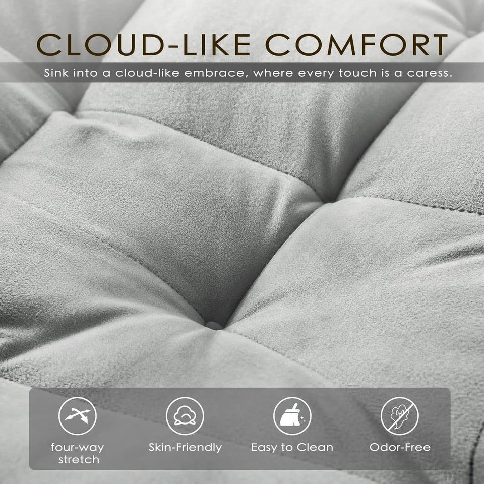Grey Convertible Sleeper Loveseat Bed With ThreeInOne