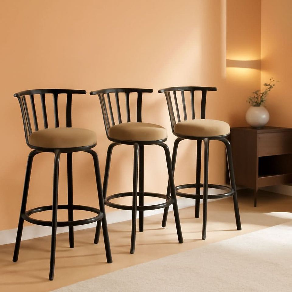 Swivel Bar Stools Set 3 Adjustable 24 To 29 Inches Brown